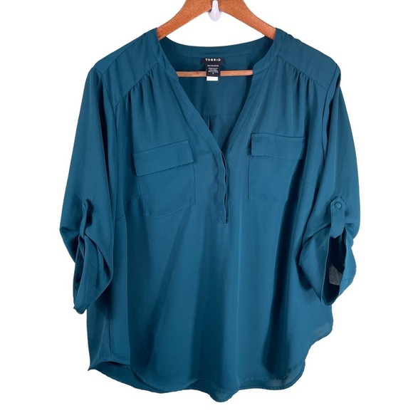Torrid Teal Blouse - Picture 2 of 10